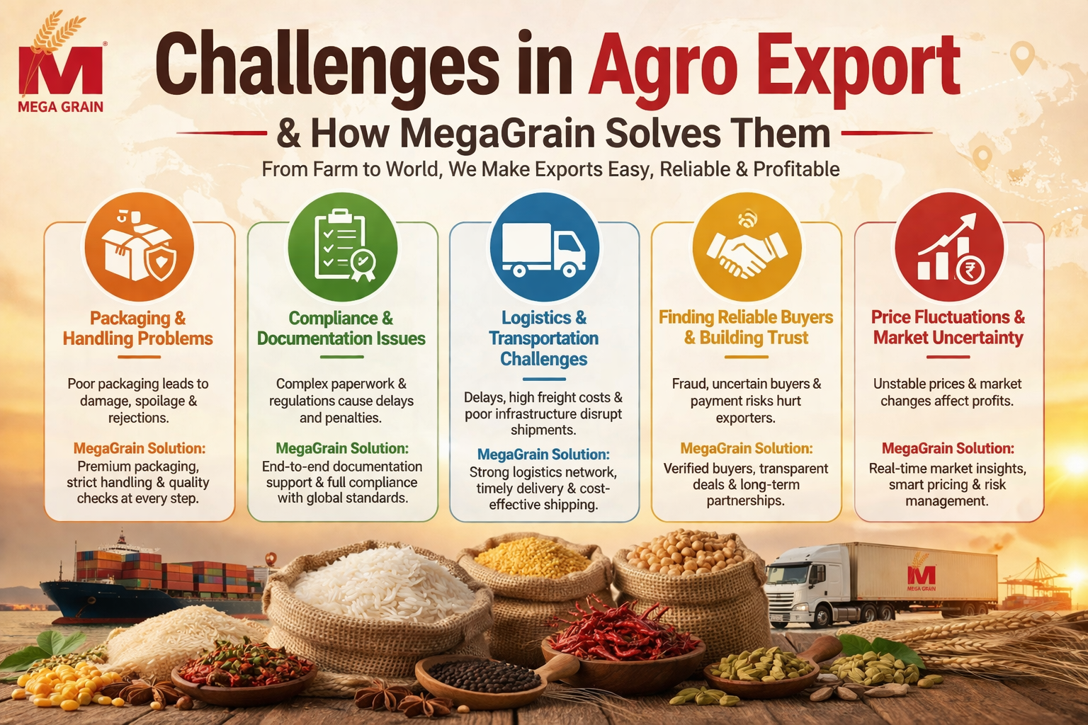 Challenges in Agro Export & How MegaGrain Solves Them Challenges in Agro Export & How MegaGrain Solves Them
