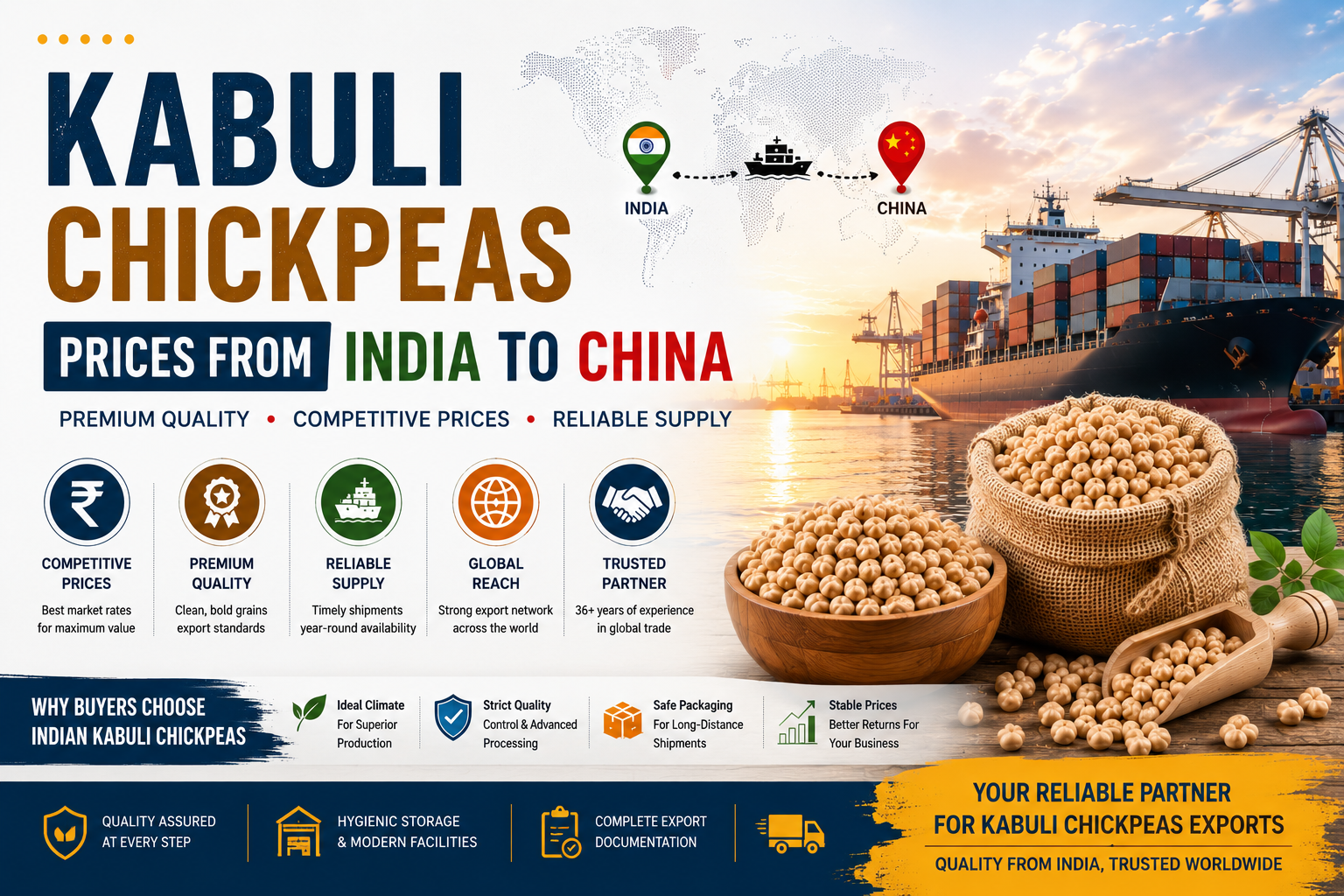 Kabuli Chickpeas Prices from India to China Kabuli Chickpeas Prices from India to China