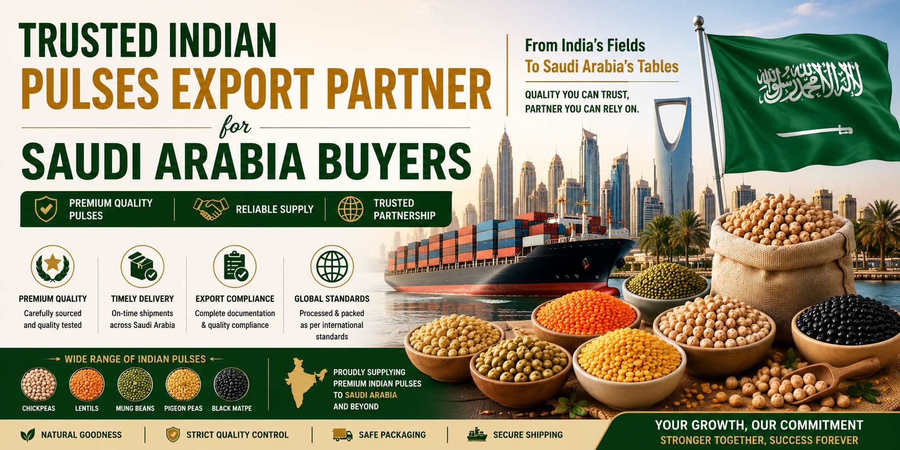 Trusted Indian Pulses Export Partner for Saudi Arabia Buyers