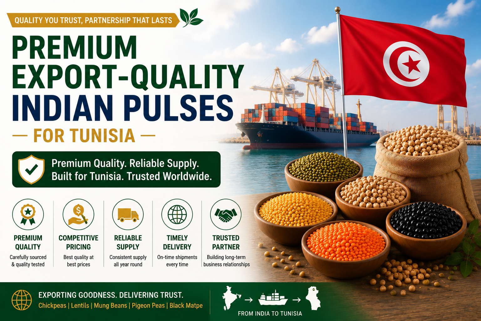 Premium Export Quality Indian Pulses for Tunisia