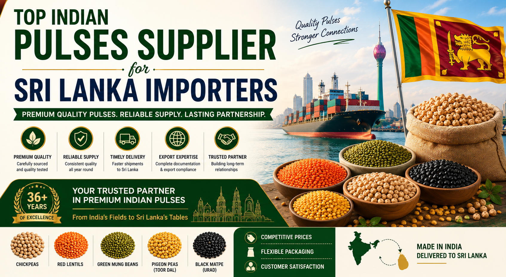 Top Indian Pulses Supplier for Sri Lanka Importers