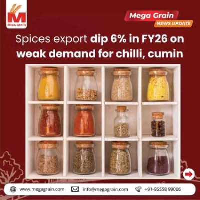 India&rsquo;s Spice Exports Decline 6% in FY26 Amid Weak Demand for Chilli and Cumin