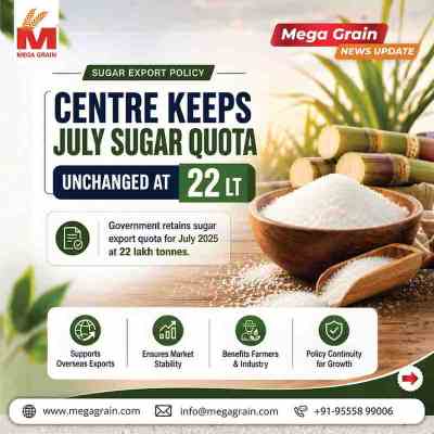 Centre Retains July Sugar Quota at 22 Lakh Tonnes to Ensure Market Stability