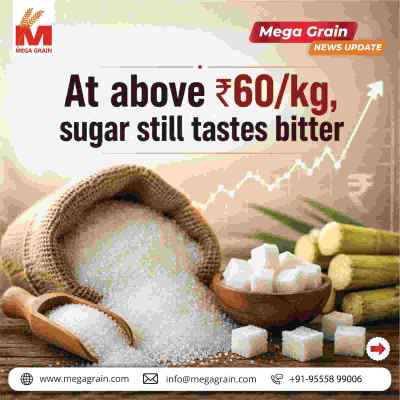 Sugar Prices Fall at Wholesale Level, but Retail Rates Stay Above ₹60/kg